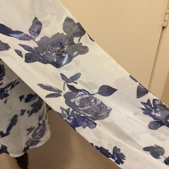 Vintage Candies Semi Sheer Blouse w/Rollup Sleeves Sheer drop waist long sleeve - Picture 7 of 8